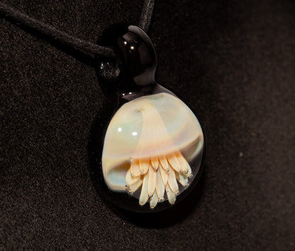 Handblown Jellyfish Necklace | Implosion Glass Art Pendant | Ocean-Inspired Jewelry | Sea Breeze