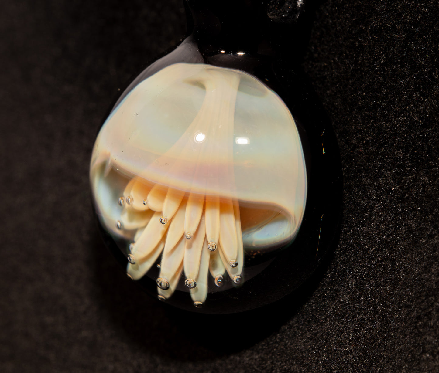 Handblown Jellyfish Necklace | Implosion Glass Art Pendant | Ocean-Inspired Jewelry | Sea Breeze