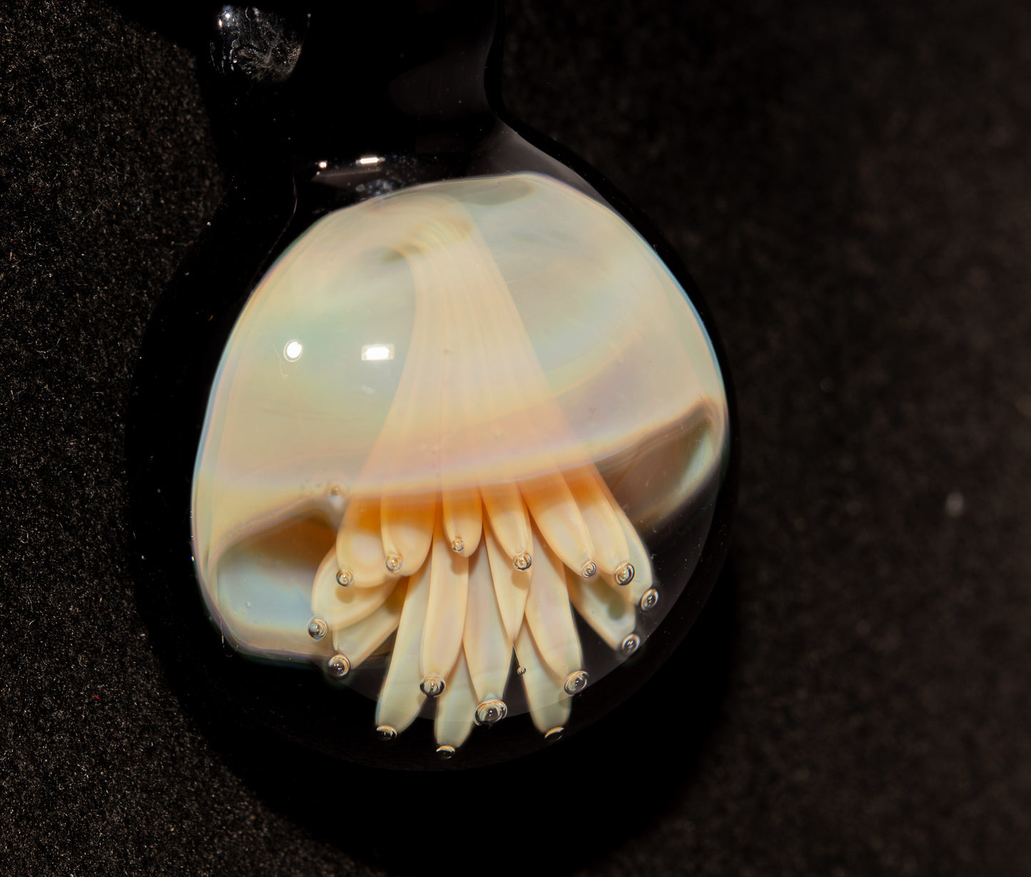 Handblown Jellyfish Necklace | Implosion Glass Art Pendant | Ocean-Inspired Jewelry | Sea Breeze