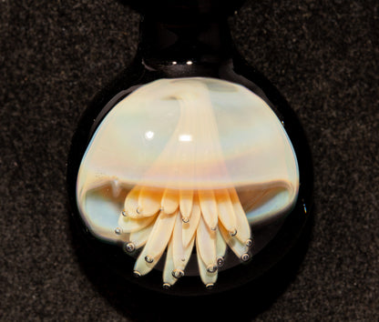 Handblown Jellyfish Necklace | Implosion Glass Art Pendant | Ocean-Inspired Jewelry | Sea Breeze