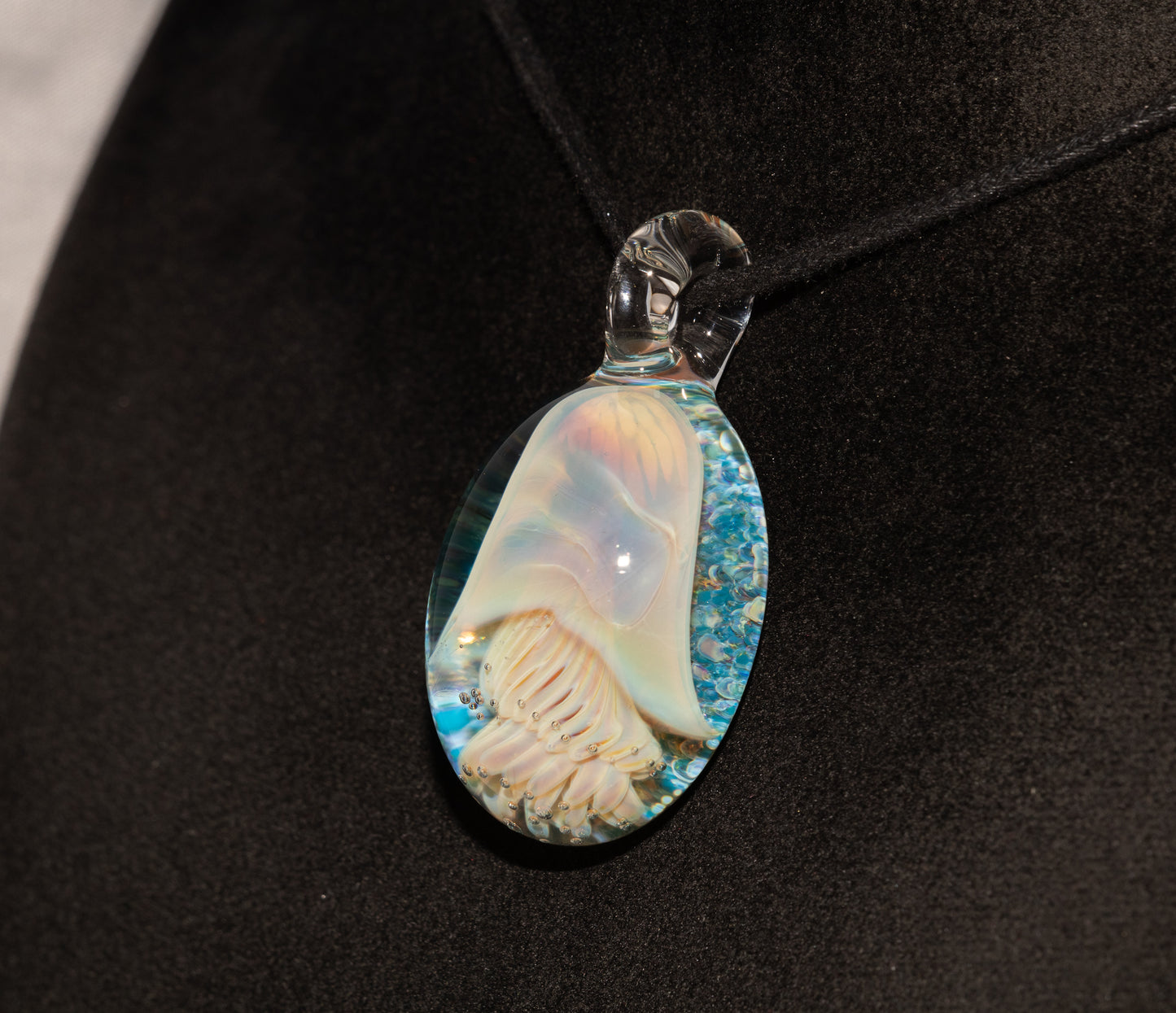 Handblown Sea Life Pendant | Jellyfish Glass Necklace | Silvered Glass Art Jewelry | Tropical Jewelry | Ocean Horizon