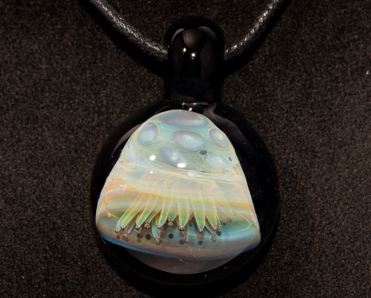 Silvered Glass Jellyfish | Handcrafted Glass Pendant | Ocean Life Necklace | Diving Jewelry | Underwater Light