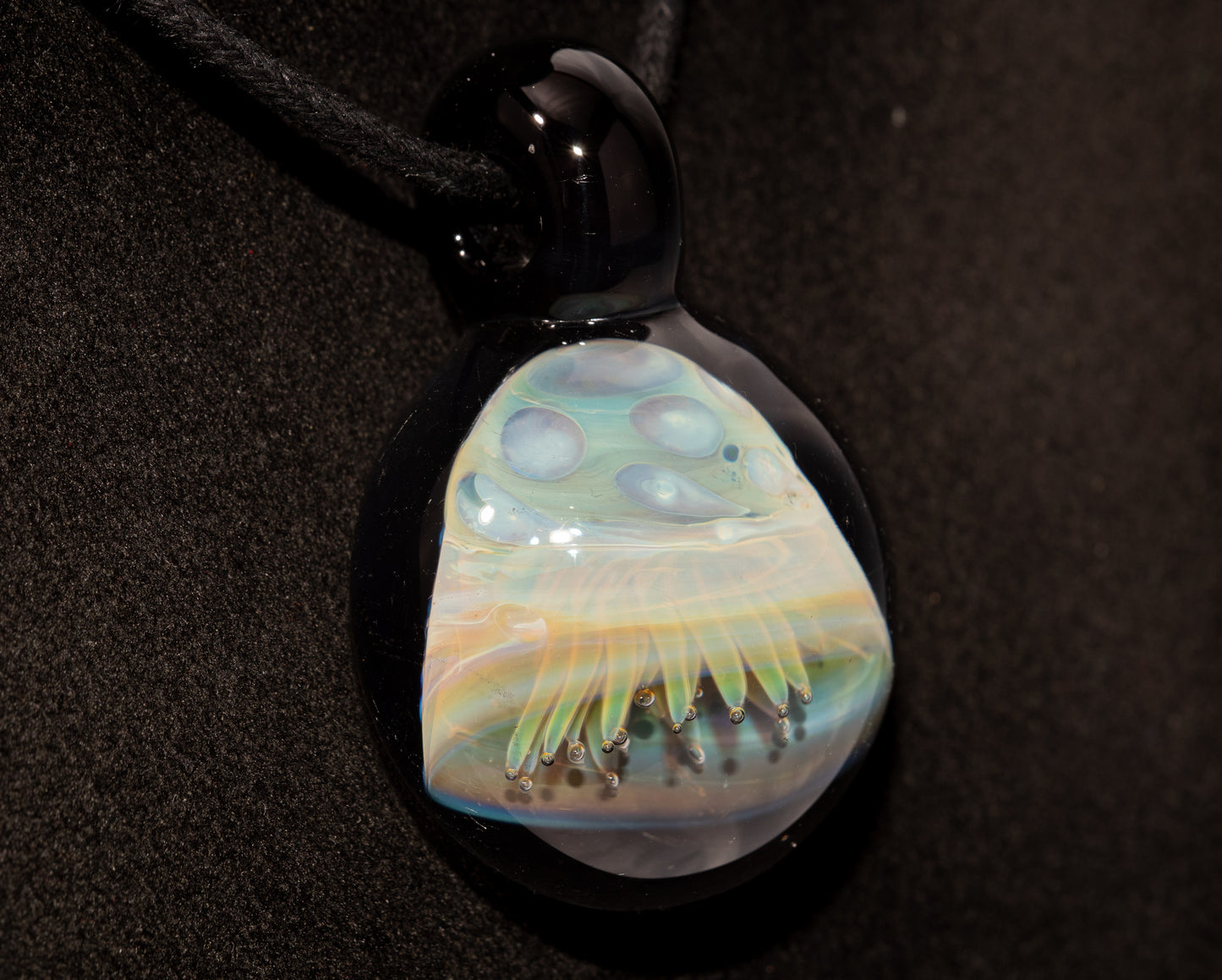 Silvered Glass Jellyfish | Handcrafted Glass Pendant | Ocean Life Necklace | Diving Jewelry | Underwater Light