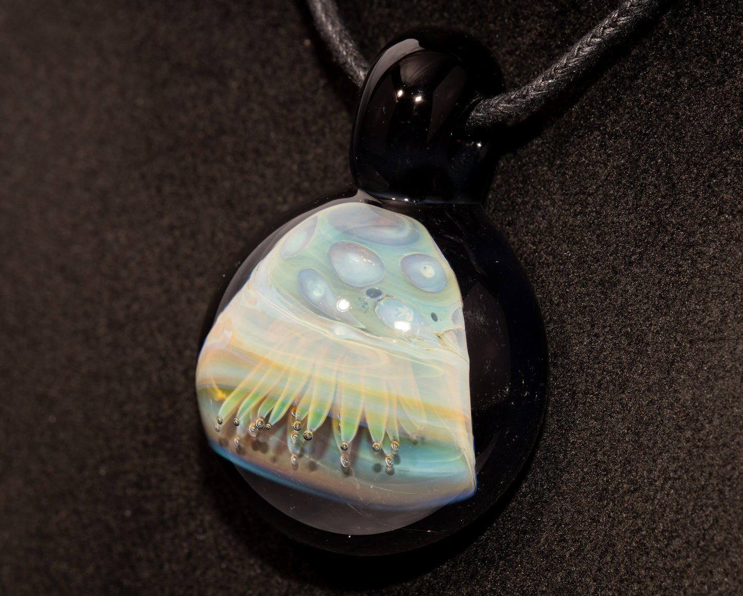 Silvered Glass Jellyfish | Handcrafted Glass Pendant | Ocean Life Necklace | Diving Jewelry | Underwater Light