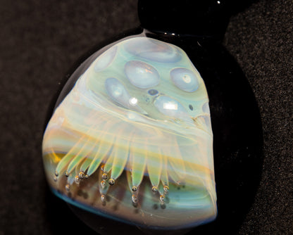 Silvered Glass Jellyfish | Handcrafted Glass Pendant | Ocean Life Necklace | Diving Jewelry | Underwater Light