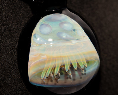 Silvered Glass Jellyfish | Handcrafted Glass Pendant | Ocean Life Necklace | Diving Jewelry | Underwater Light