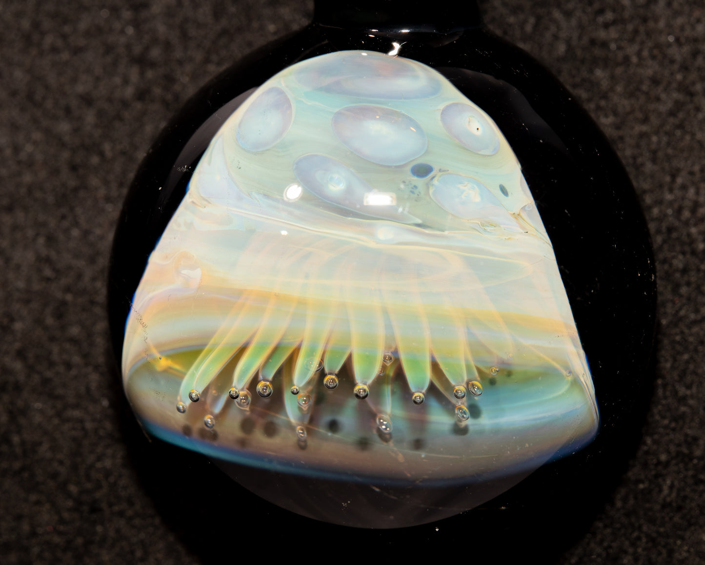 Silvered Glass Jellyfish | Handcrafted Glass Pendant | Ocean Life Necklace | Diving Jewelry | Underwater Light