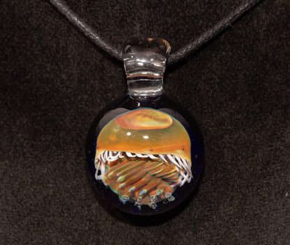 Silvered Jellyfish Glass Pendant | Handblown Artisan Necklace | Diving Jewelry | Ocean Currents