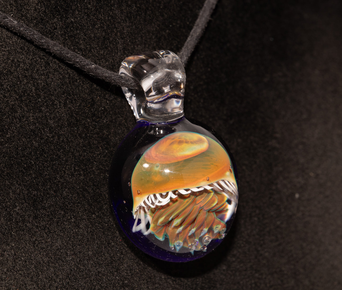 Silvered Jellyfish Glass Pendant | Handblown Artisan Necklace | Diving Jewelry | Ocean Currents