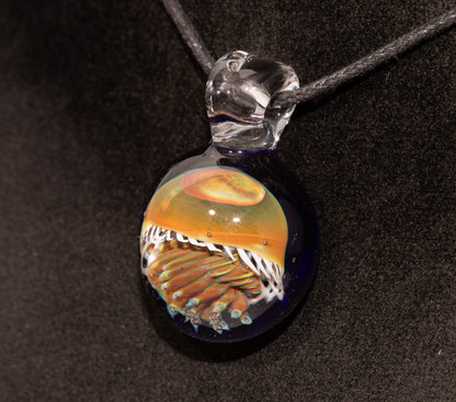 Silvered Jellyfish Glass Pendant | Handblown Artisan Necklace | Diving Jewelry | Ocean Currents