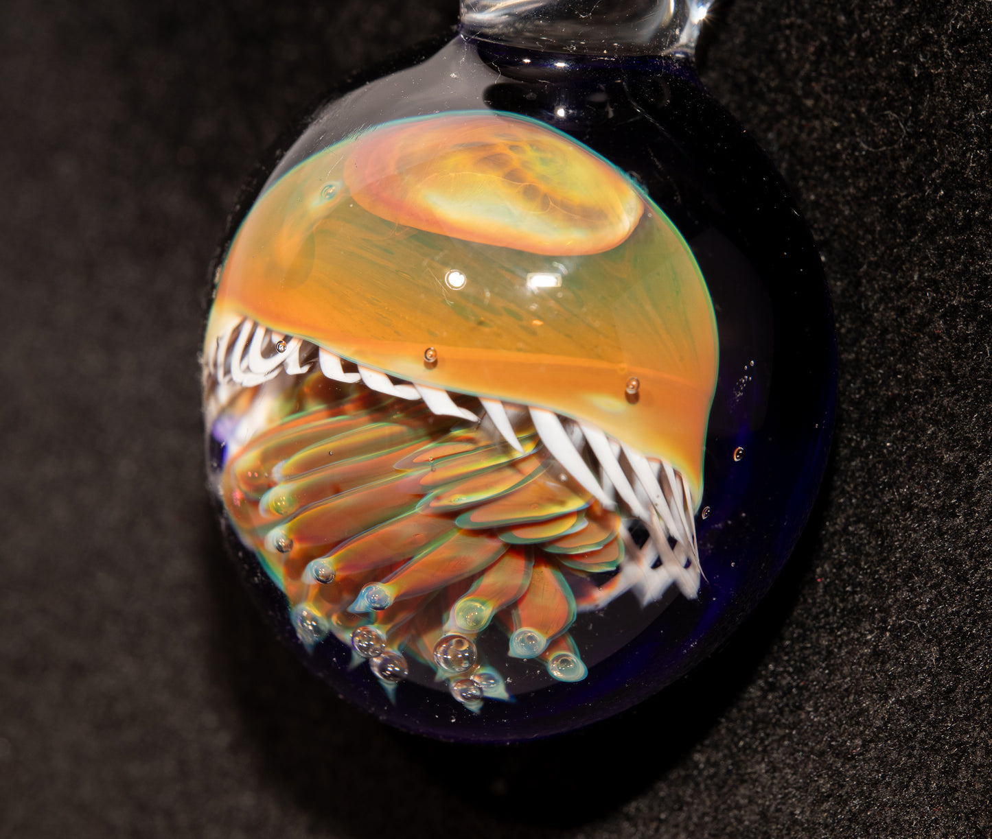 Silvered Jellyfish Glass Pendant | Handblown Artisan Necklace | Diving Jewelry | Ocean Currents