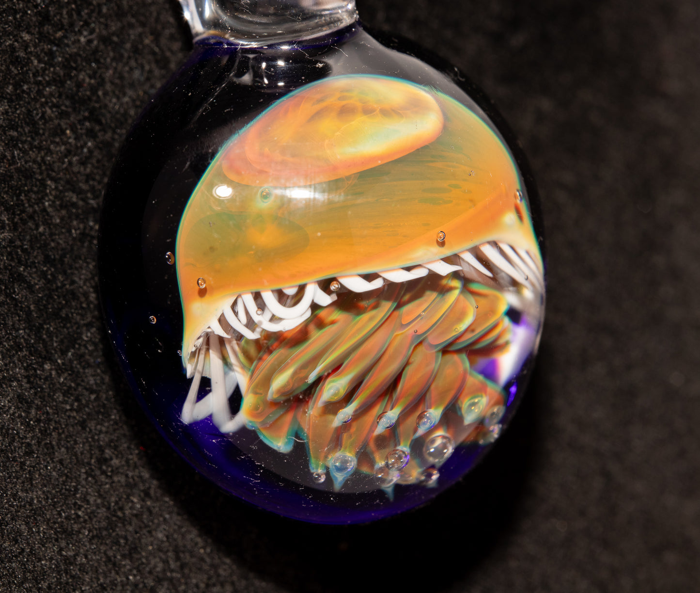 Silvered Jellyfish Glass Pendant | Handblown Artisan Necklace | Diving Jewelry | Ocean Currents