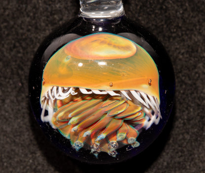 Silvered Jellyfish Glass Pendant | Handblown Artisan Necklace | Diving Jewelry | Ocean Currents