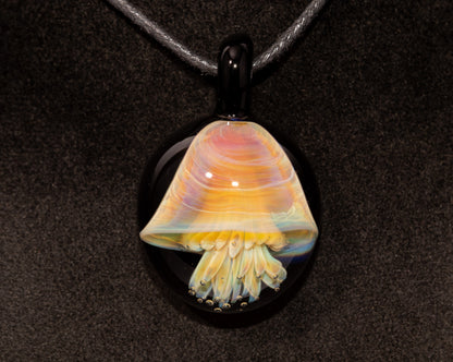 Silvered Jellyfish Glass Pendant | Handblown Artisan Necklace | Diving Jewelry | Ocean Currents
