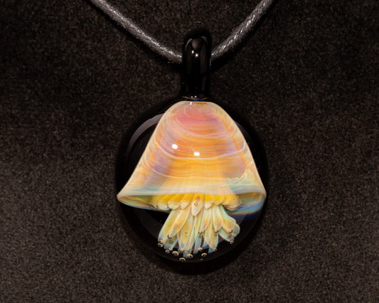 Ocean Jellyfish Pendant | Silvered Glass Necklace | Handblown Glass Jewelry | Tropical Accessories | Coral Reef