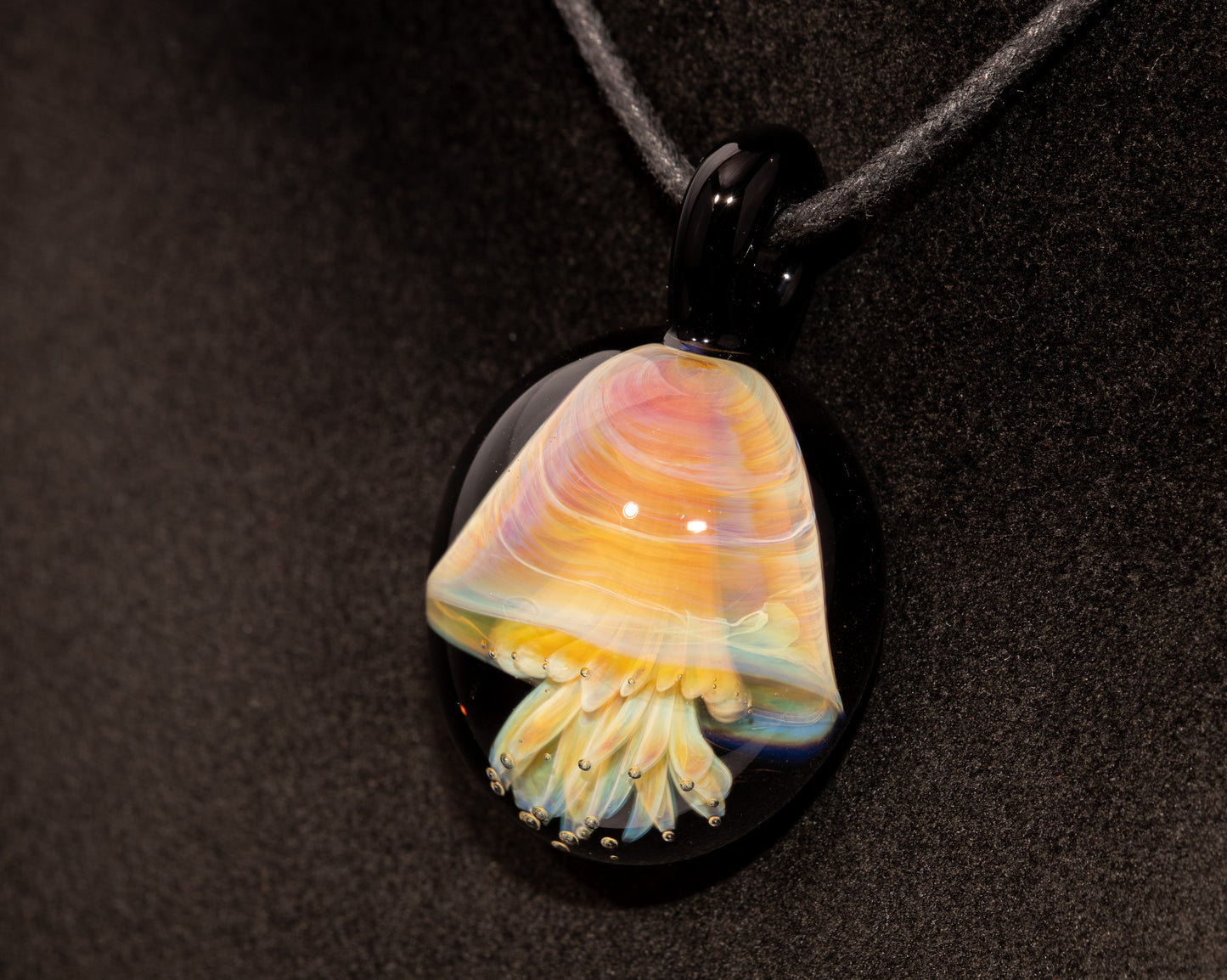 Ocean Jellyfish Pendant | Silvered Glass Necklace | Handblown Glass Jewelry | Tropical Accessories | Coral Reef