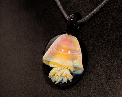 Ocean Jellyfish Pendant | Silvered Glass Necklace | Handblown Glass Jewelry | Tropical Accessories | Coral Reef