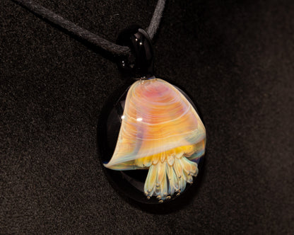 Ocean Jellyfish Pendant | Silvered Glass Necklace | Handblown Glass Jewelry | Tropical Accessories | Coral Reef