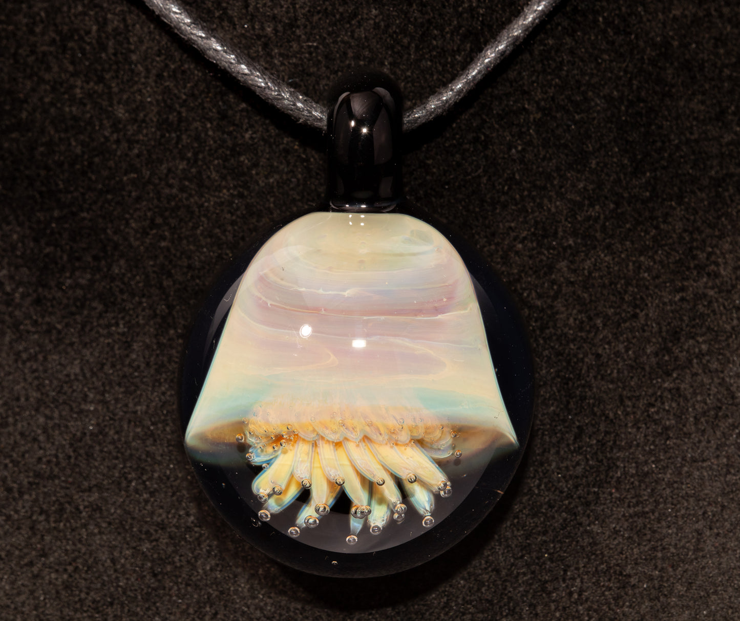 Silvered Jellyfish Glass Pendant | Handblown Artisan Necklace | Diving Jewelry | Ocean Currents