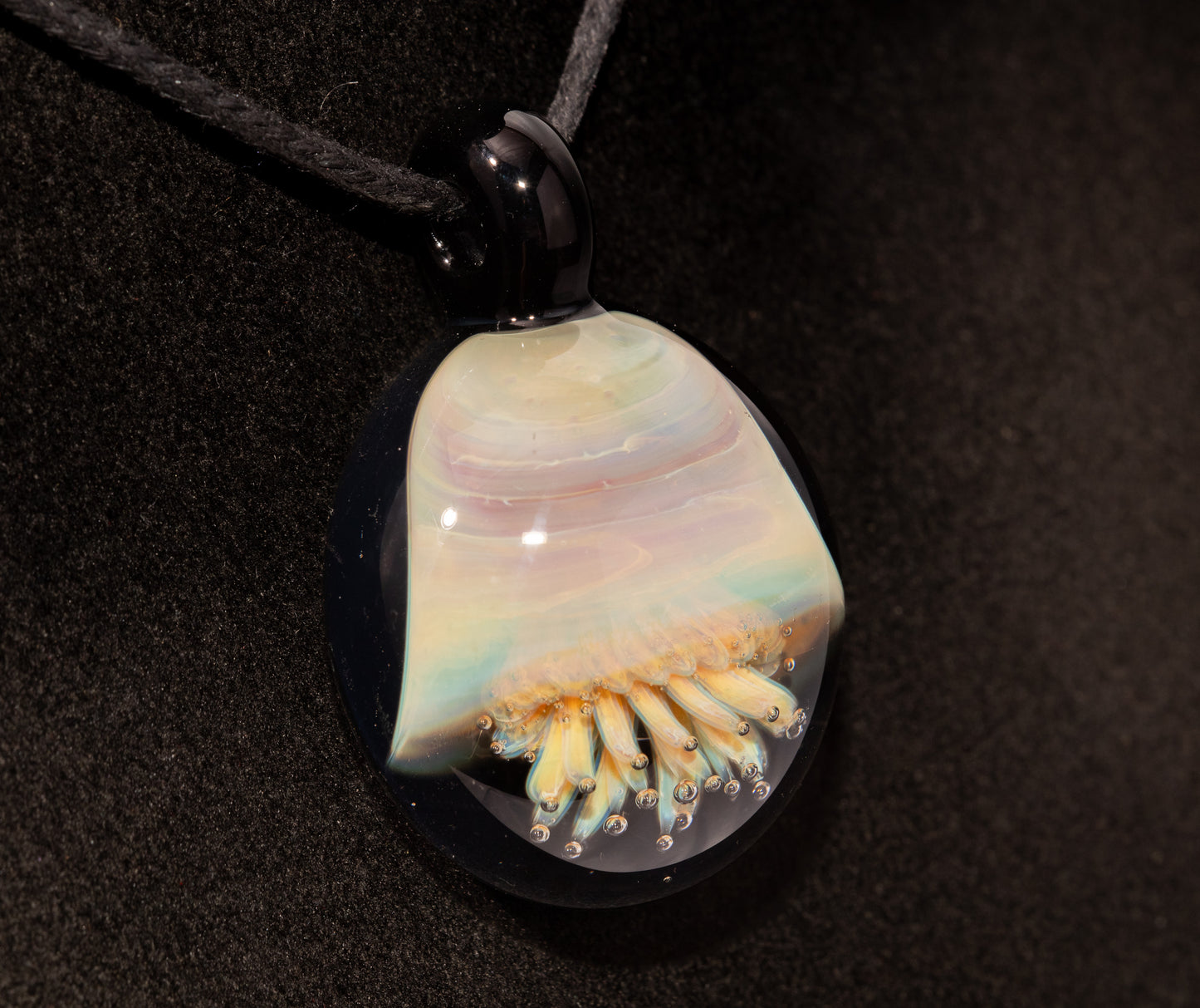 Silvered Jellyfish Glass Pendant | Handblown Artisan Necklace | Diving Jewelry | Ocean Currents