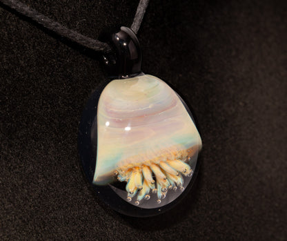 Silvered Jellyfish Glass Pendant | Handblown Artisan Necklace | Diving Jewelry | Ocean Currents