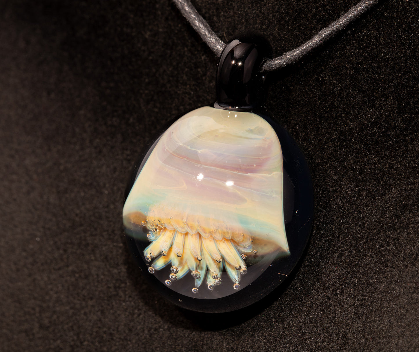 Silvered Jellyfish Glass Pendant | Handblown Artisan Necklace | Diving Jewelry | Ocean Currents