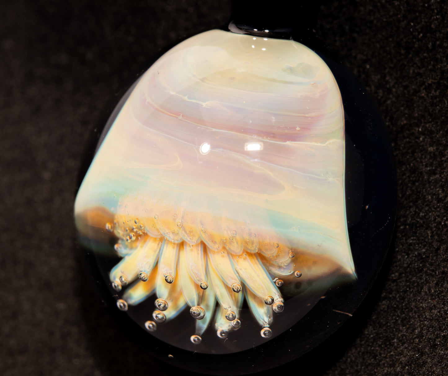 Silvered Jellyfish Glass Pendant | Handblown Artisan Necklace | Diving Jewelry | Ocean Currents