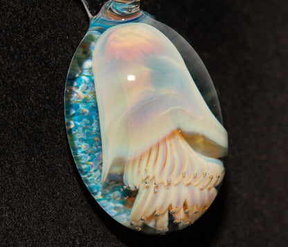 Handblown Sea Life Pendant | Jellyfish Glass Necklace | Silvered Glass Art Jewelry | Tropical Jewelry | Ocean Horizon