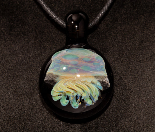 Silvered Jellyfish Glass Pendant | Handblown Artisan Necklace | Diving Jewelry | Ocean Currents