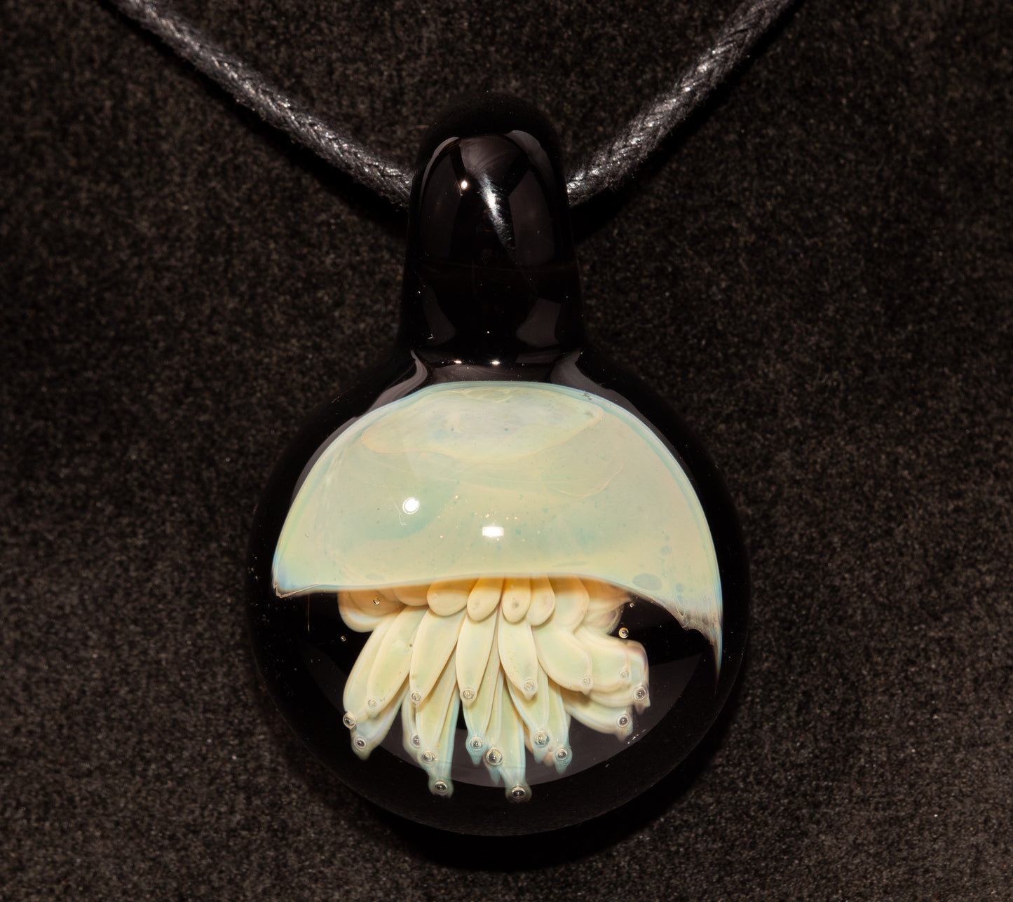 Silvered Glass Jellyfish | Handcrafted Glass Pendant | Ocean Life Necklace | Diving Jewelry | Underwater Light