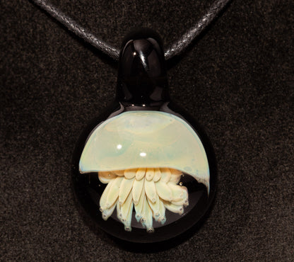 Silvered Glass Jellyfish | Handcrafted Glass Pendant | Ocean Life Necklace | Diving Jewelry | Underwater Light