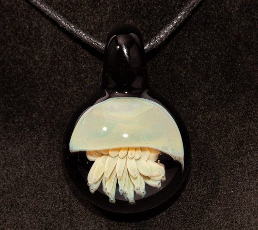 Silvered Glass Jellyfish | Handcrafted Glass Pendant | Ocean Life Necklace | Diving Jewelry | Underwater Light