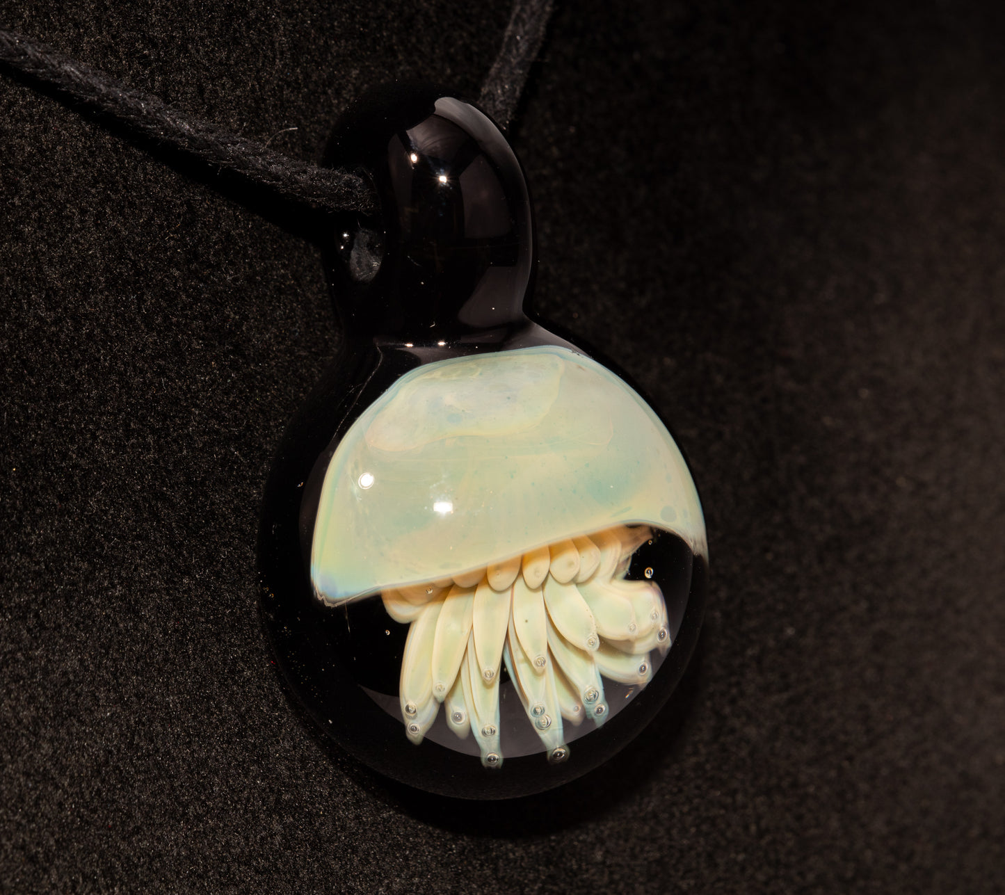 Silvered Glass Jellyfish | Handcrafted Glass Pendant | Ocean Life Necklace | Diving Jewelry | Underwater Light