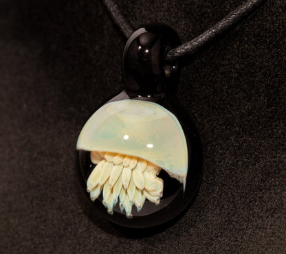 Silvered Glass Jellyfish | Handcrafted Glass Pendant | Ocean Life Necklace | Diving Jewelry | Underwater Light