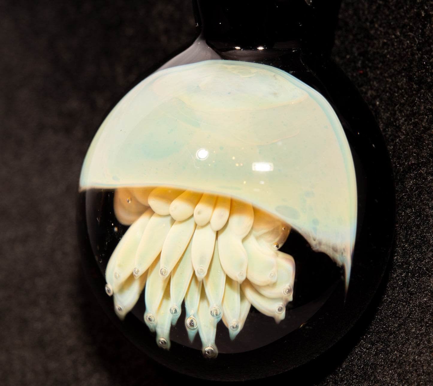 Silvered Glass Jellyfish | Handcrafted Glass Pendant | Ocean Life Necklace | Diving Jewelry | Underwater Light