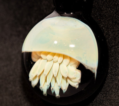 Silvered Glass Jellyfish | Handcrafted Glass Pendant | Ocean Life Necklace | Diving Jewelry | Underwater Light