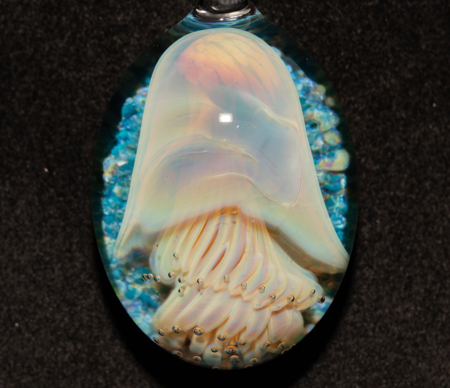 Handblown Sea Life Pendant | Jellyfish Glass Necklace | Silvered Glass Art Jewelry | Tropical Jewelry | Ocean Horizon