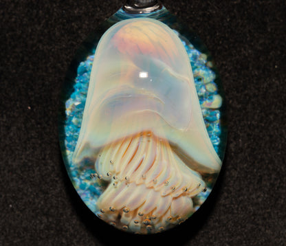 Handblown Sea Life Pendant | Jellyfish Glass Necklace | Silvered Glass Art Jewelry | Tropical Jewelry | Ocean Horizon