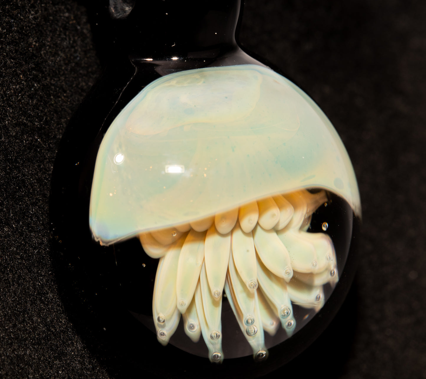 Silvered Glass Jellyfish | Handcrafted Glass Pendant | Ocean Life Necklace | Diving Jewelry | Underwater Light
