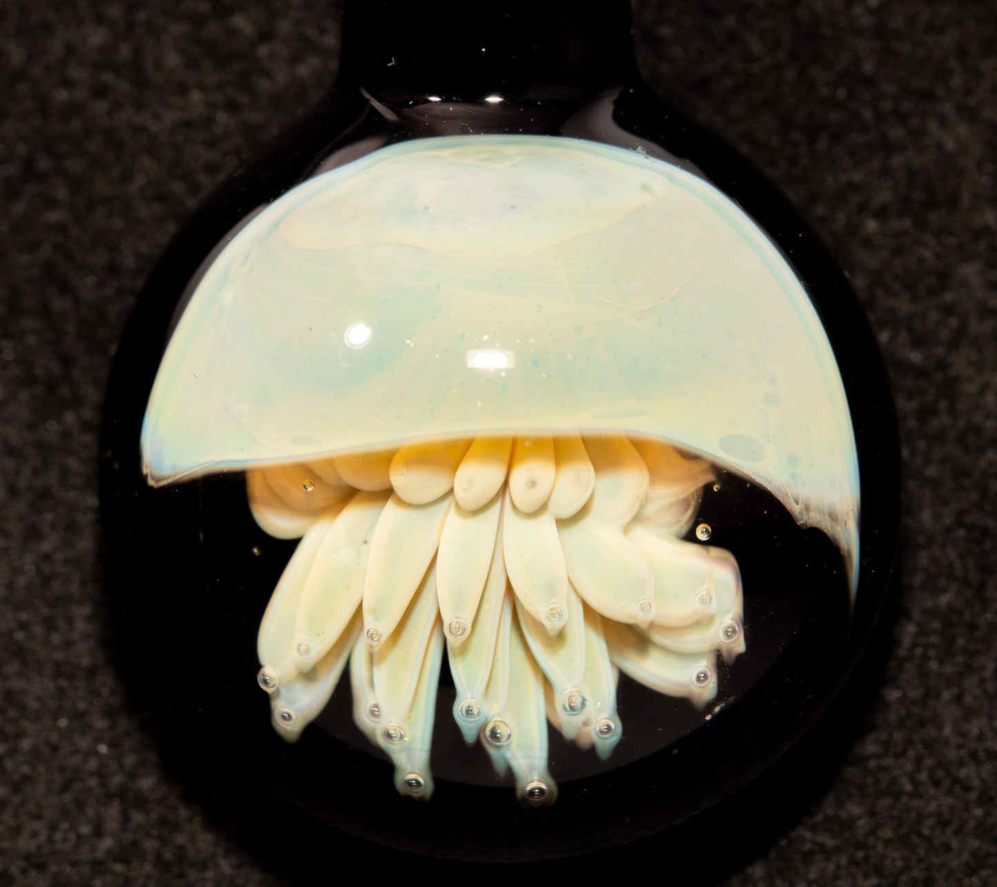 Silvered Glass Jellyfish | Handcrafted Glass Pendant | Ocean Life Necklace | Diving Jewelry | Underwater Light