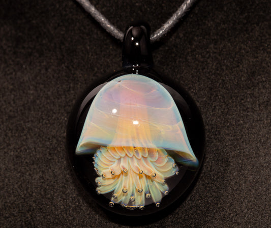 Silvered Glass Jellyfish | Handcrafted Glass Pendant | Ocean Life Necklace | Diving Jewelry | Underwater Light