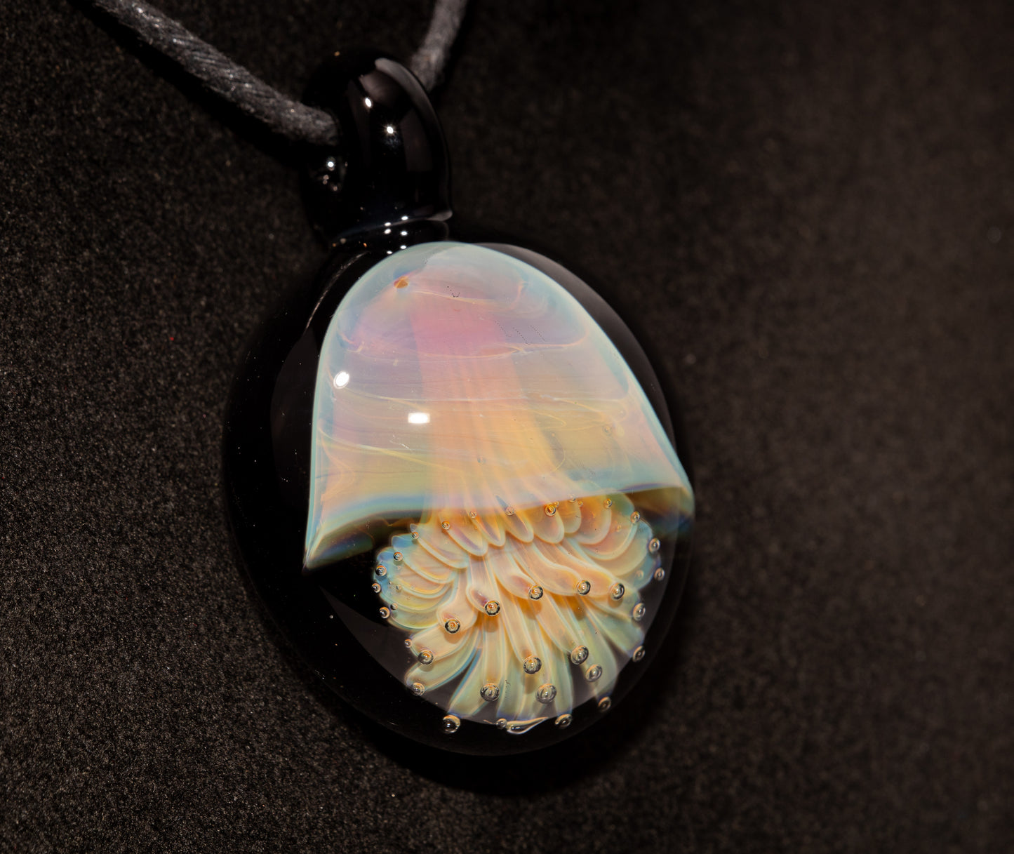 Silvered Glass Jellyfish | Handcrafted Glass Pendant | Ocean Life Necklace | Diving Jewelry | Underwater Light