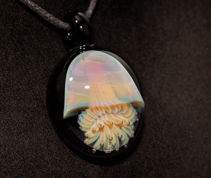 Silvered Glass Jellyfish | Handcrafted Glass Pendant | Ocean Life Necklace | Diving Jewelry | Underwater Light