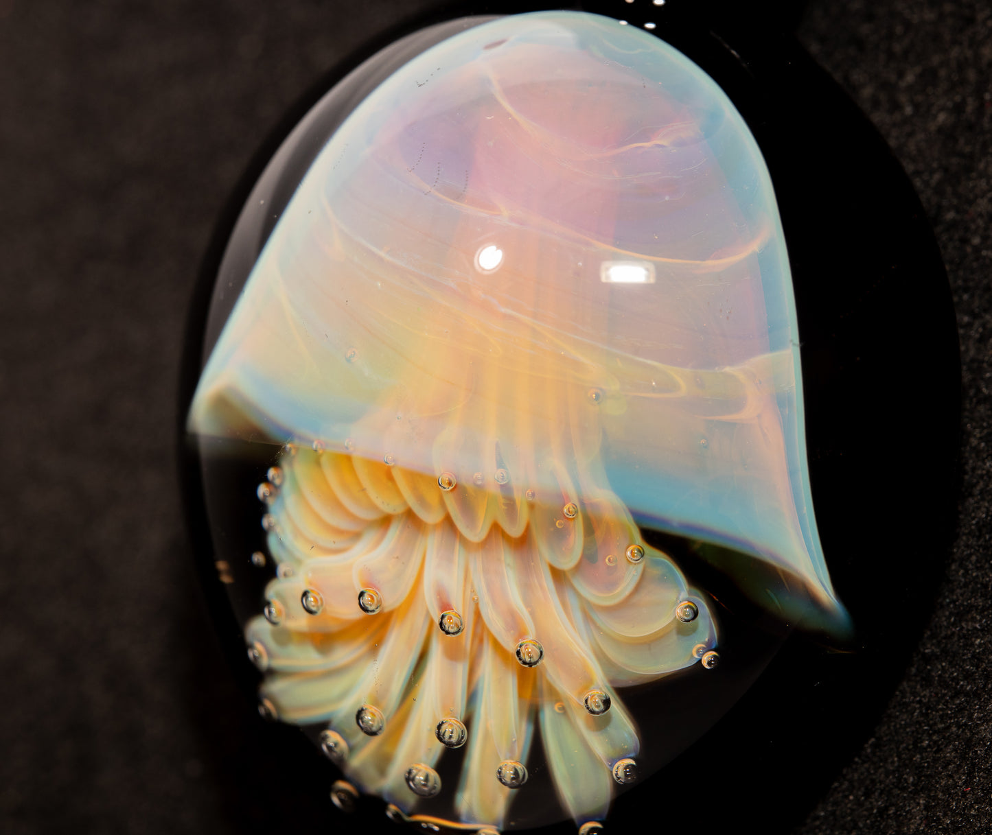 Silvered Glass Jellyfish | Handcrafted Glass Pendant | Ocean Life Necklace | Diving Jewelry | Underwater Light