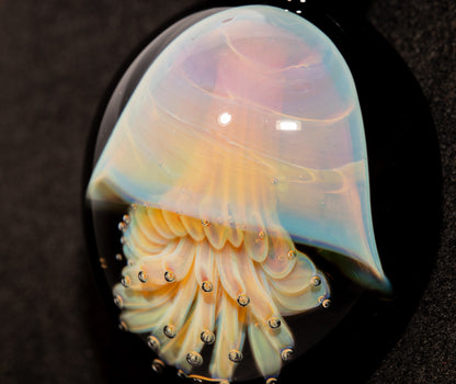 Silvered Glass Jellyfish | Handcrafted Glass Pendant | Ocean Life Necklace | Diving Jewelry | Underwater Light