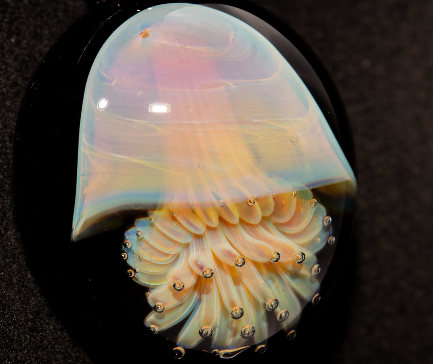 Silvered Glass Jellyfish | Handcrafted Glass Pendant | Ocean Life Necklace | Diving Jewelry | Underwater Light