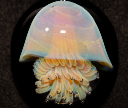 Silvered Glass Jellyfish | Handcrafted Glass Pendant | Ocean Life Necklace | Diving Jewelry | Underwater Light