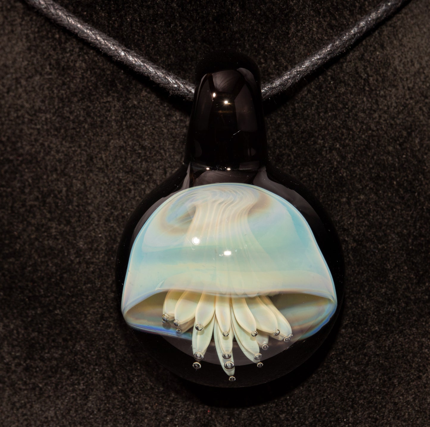 Sea Creature Pendant | Jellyfish Glass Necklace | Silvered Glass Art | Handblown Jewelry | Ocean Depths
