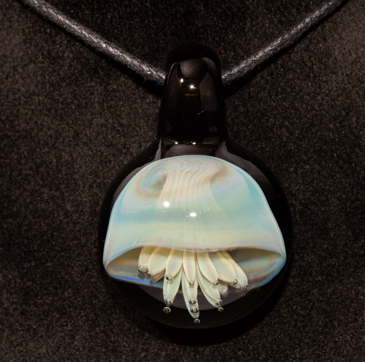 Sea Creature Pendant | Jellyfish Glass Necklace | Silvered Glass Art | Handblown Jewelry | Ocean Depths