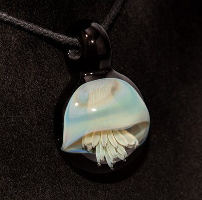 Sea Creature Pendant | Jellyfish Glass Necklace | Silvered Glass Art | Handblown Jewelry | Ocean Depths